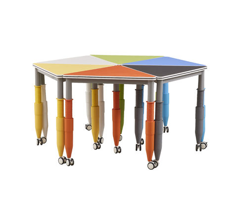 PVC Edge Office Table And Chair Set Height Adjustable With Castors