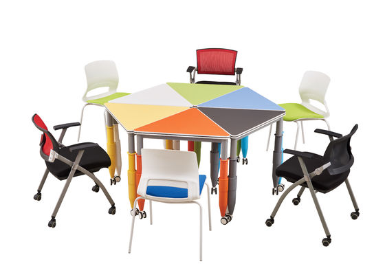 PVC Edge Office Table And Chair Set Height Adjustable With Castors