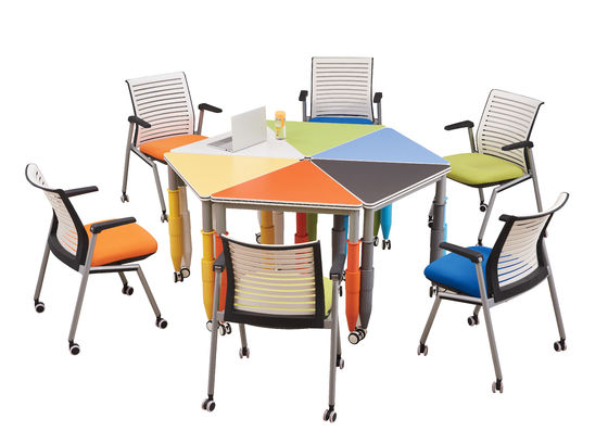 PVC Edge Office Table And Chair Set Height Adjustable With Castors