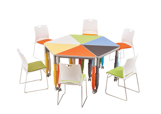 PVC Edge Office Table And Chair Set Height Adjustable With Castors