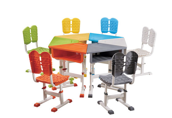 Height Adjustable Classroom Tables And Chairs ABS / PP Plastic