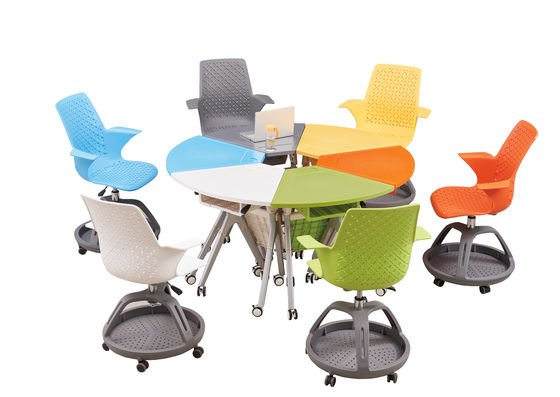 Foldable Student ABS / PP Plastic Round Training Room Table And Chair Set