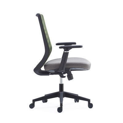 Black MID Back Mesh Back Swivel Chair 3D PU Armrest Injection Foam For Seat