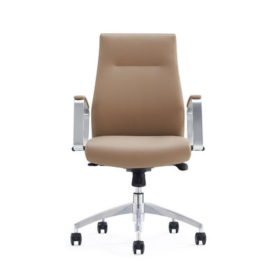 Middle Back Leather Office Chair Swivel With Aluminum Armrest