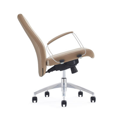 Middle Back Leather Office Chair Swivel With Aluminum Armrest