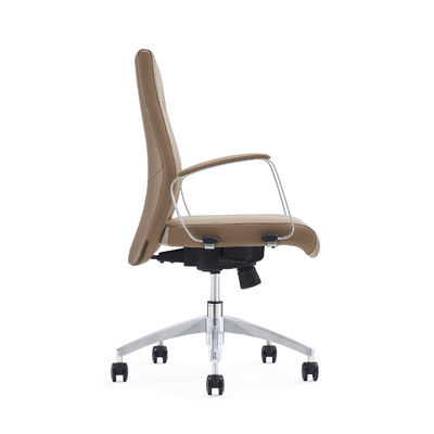 Middle Back Leather Office Chair Swivel With Aluminum Armrest