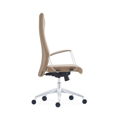 60 PU Castors Leather Office Swivel Chair 25.4KG 350 Polish Aluminum Base
