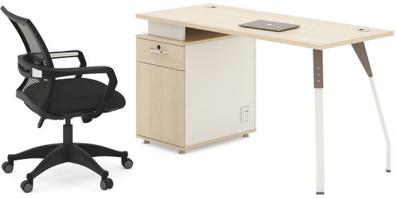 E0 E1 Board Wooden Office Computer Table With Steel Bracket Feet