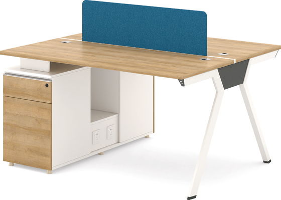 Melamine Board Partition Table Office Kadeem Wood With Metal Legs