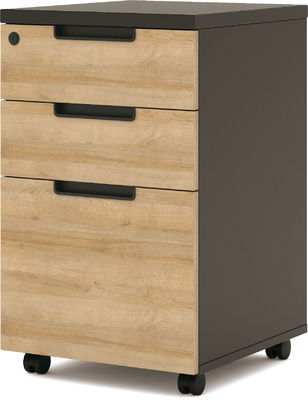 Wooden Melamine Office Furniture Small Mobile Storage Cabinet With 3 Sliding Drawers