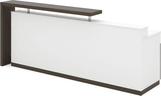 Modern 2.55M Custom Reception Desk Standing Coffee Oak Ivory White