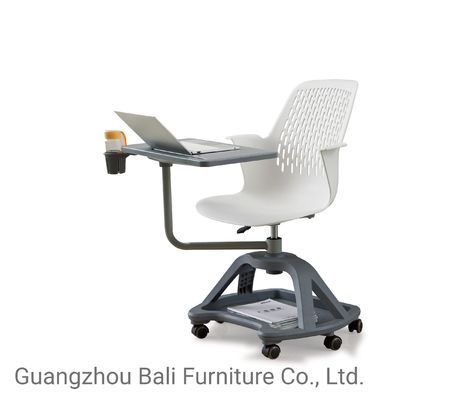 PP Plastic Training Room Tables And Chairs With Wheels And Writing Pad