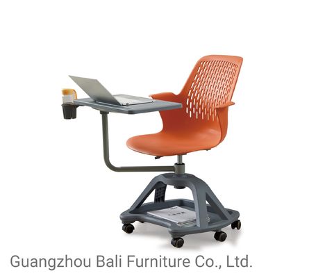 PP Plastic Training Room Tables And Chairs With Wheels And Writing Pad