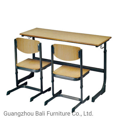 Wooden Classroom Table Chair Set For Study Students PVC Cover Edge