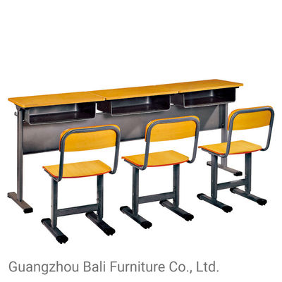 Wooden Classroom Table Chair Set For Study Students PVC Cover Edge
