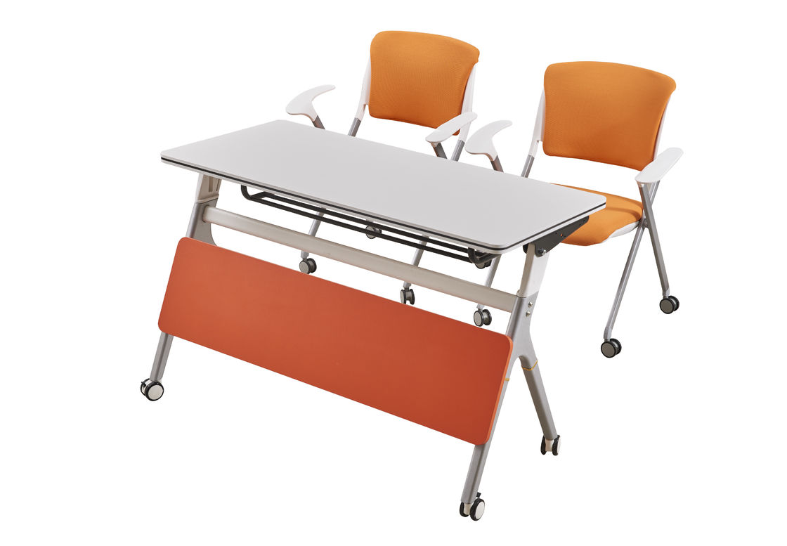 Foldable E1 Melamine Board Training Room Tables And Chairs With Castors