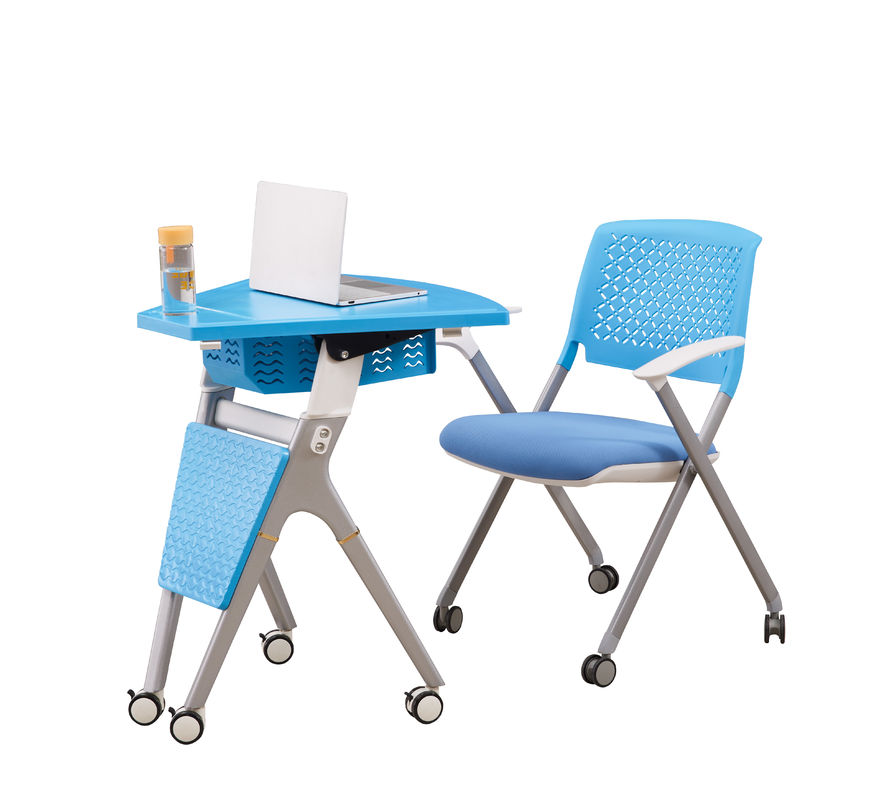 Modern Foldable ABS / PP Plastic Round Training Room Tables And Training Chairs Set