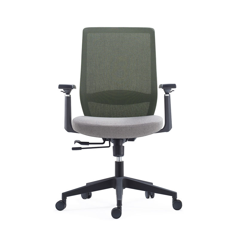 Black MID Back Mesh Back Swivel Chair 3D PU Armrest Injection Foam For Seat