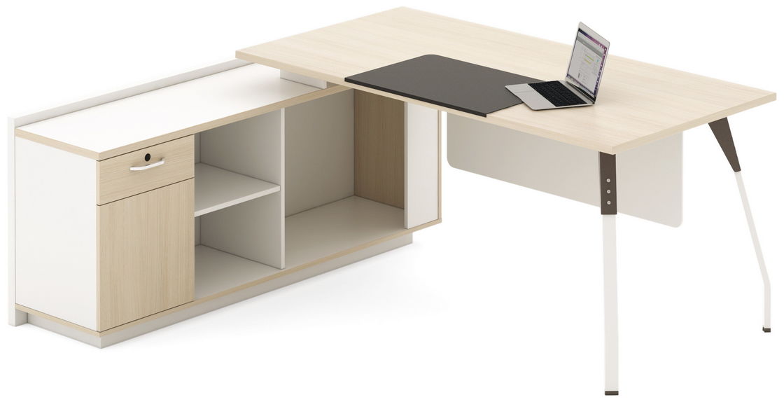 Melamine Wooden Modern Manager Desk Ivory White Executive Computer Table