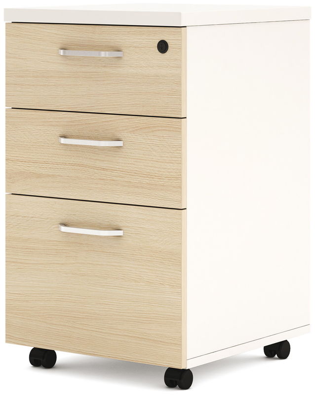 Wooden Melamine Office Furniture Small Mobile Storage Cabinet With 3 Sliding Drawers