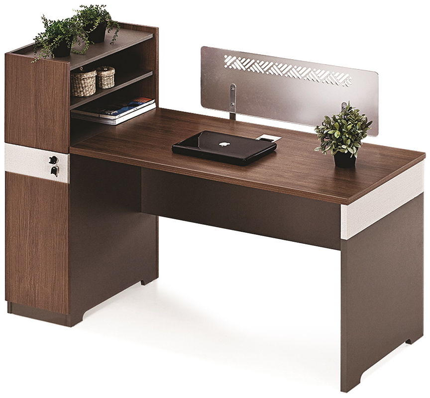 1.5 / 1.7M Wooden Office Computer Table E1 Grade MFC With Cabinet