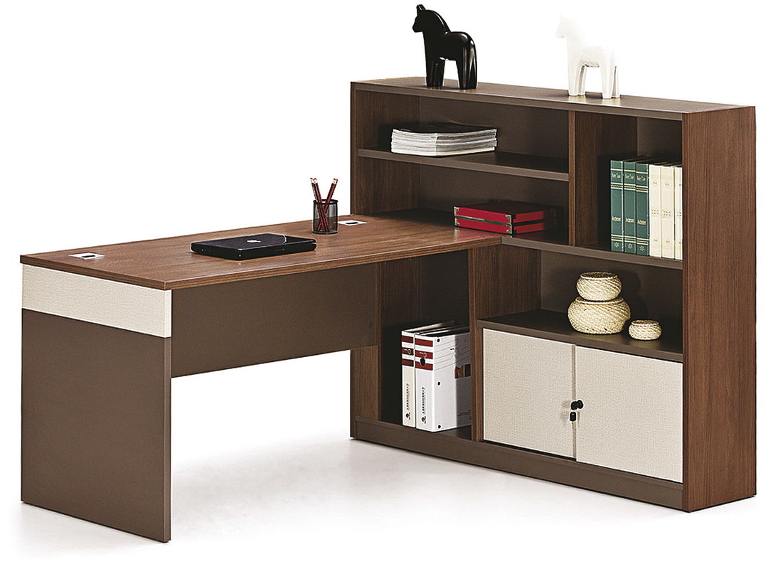 E1 Grade Panel Computer Table With File Cabinet 1.5 / 1.7M