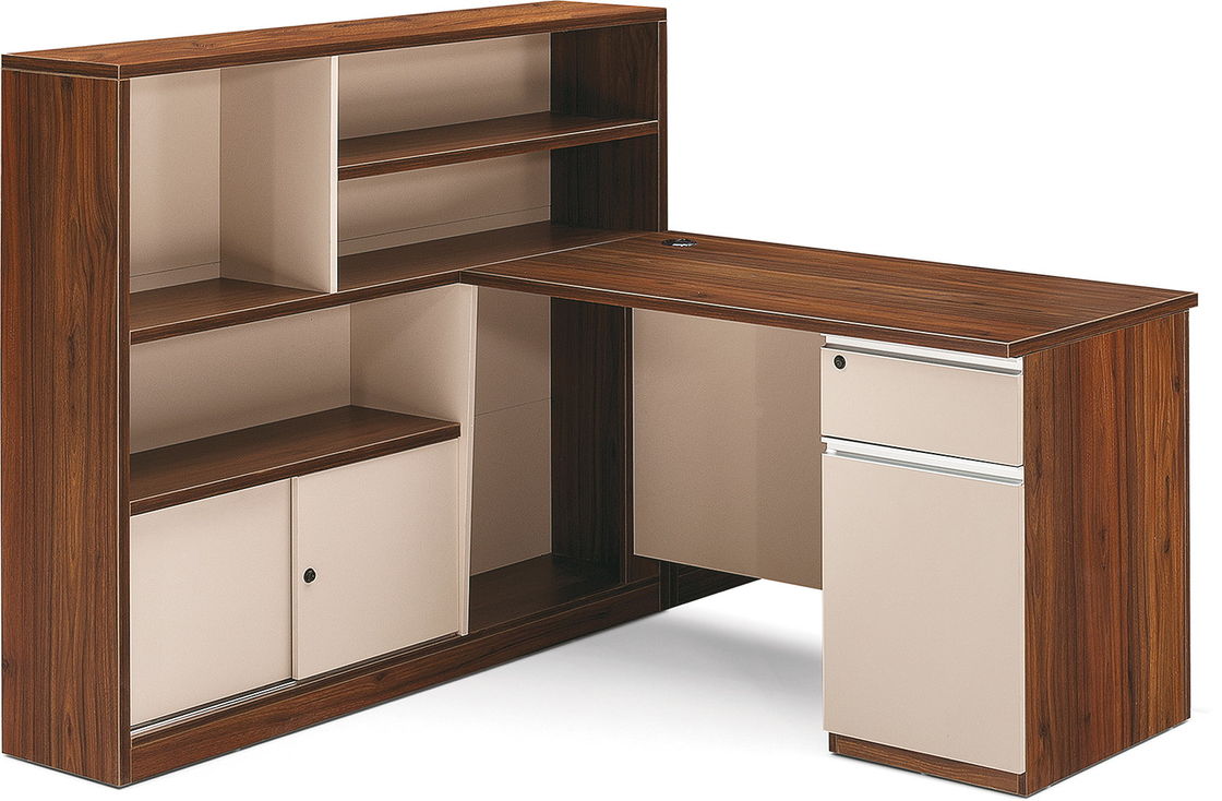 E0 / E1 Board Wooden Computer Table 1.5M With File Storage Cabinet