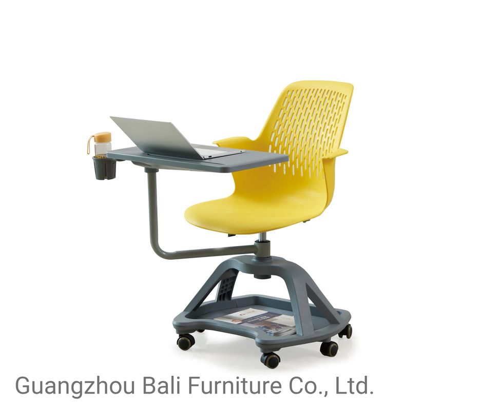 PP Plastic Training Room Tables And Chairs With Wheels And Writing Pad