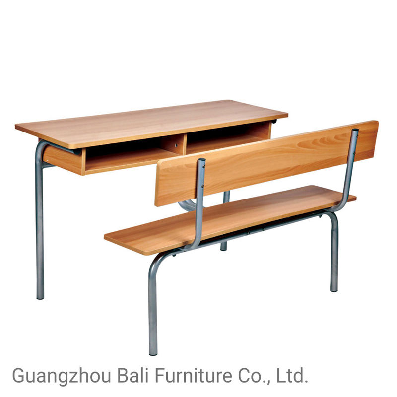 Wooden Classroom Table Chair Set For Study Students PVC Cover Edge