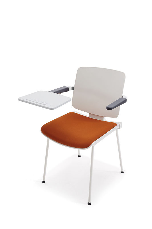 Stackable Plastic PP Office Chair With Writing Pad Aluminium Alloy Wordpad